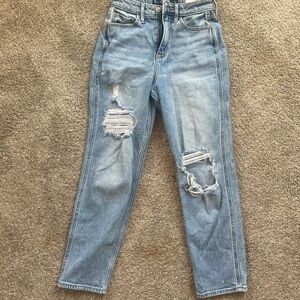 Hollister Junior's Size 0S Light Blue Distressed Jeans Waist 24 Length 25